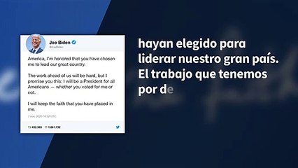 Biden promete ser el "presidente de todos los estadounidenses"