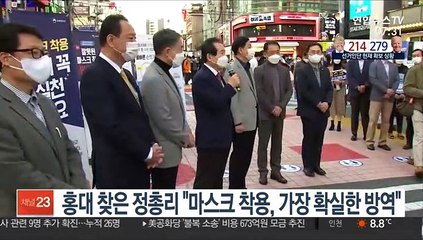 홍대 찾은 정총리 "마스크 착용, 가장 확실한 방역"
