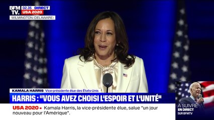 Kamala Harris: "Vous avez choisi l'espoir, l'unité, la décence"