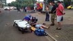 Pilotos ficam feridos em colisão entre motos na Rua Paraná