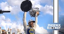 Chase Elliott accepts the Bill France Cup at Phoenix Raceway