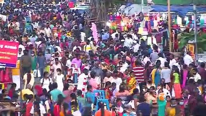 தீபாவளிக்கு பொருட்கள் வாங்க   கொரோனா அச்சத்தையும் மீறி  குவிந்த மக்கள் கூட்டம் - வீடியோ