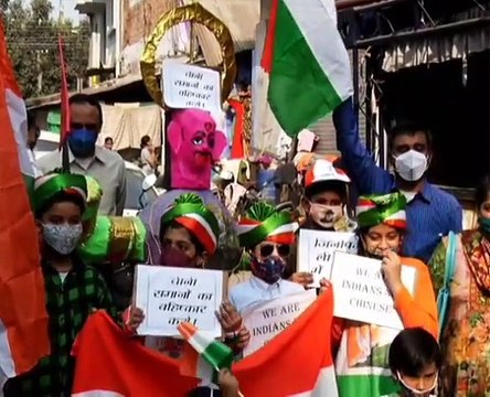 कानपुर: बच्चों द्वारा चीनी सामानों का बहिष्कार का संकल्प व कोरोना रूपी चीनी रावण का दहन