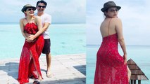 Kajal Aggarwal Honeymoon के लिए पहुंचीं Maldives, पति संग Red Gown में दिया Hot Pose | Boldsky