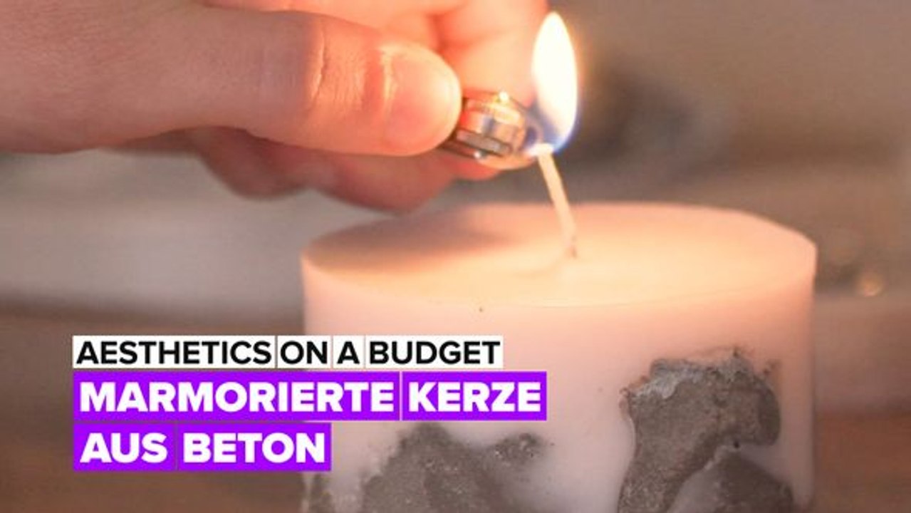 Marmorierte kerzen aus beton