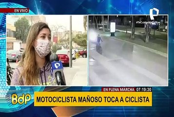 San Borja: buscan a motorizado que realizó tocamientos a ciclista y casi causa accidente
