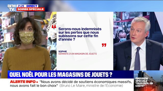 Bruno Le Maire, ministre de l’Économie et des Finances, souhaite que les magasins de jouets rouvrent avant Noël afin d'écouler le plus possible les stocks