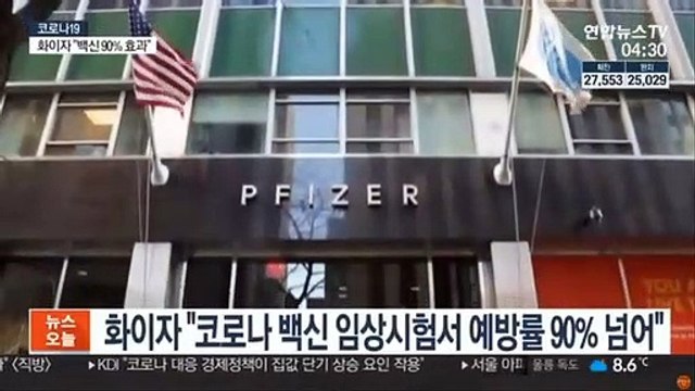 화이자 코로나 백신 임상시험서 예방률 90% 넘어
