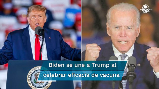 Trump y Biden celebran anuncio sobre la vacuna contra Covid de Pfizer