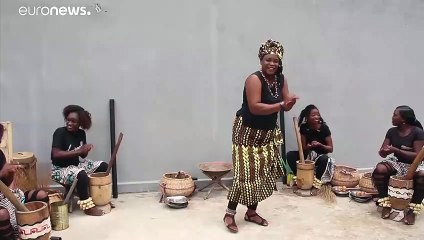 Female group make music with kitchen items to highlight women's daily reality in Republic of Congo