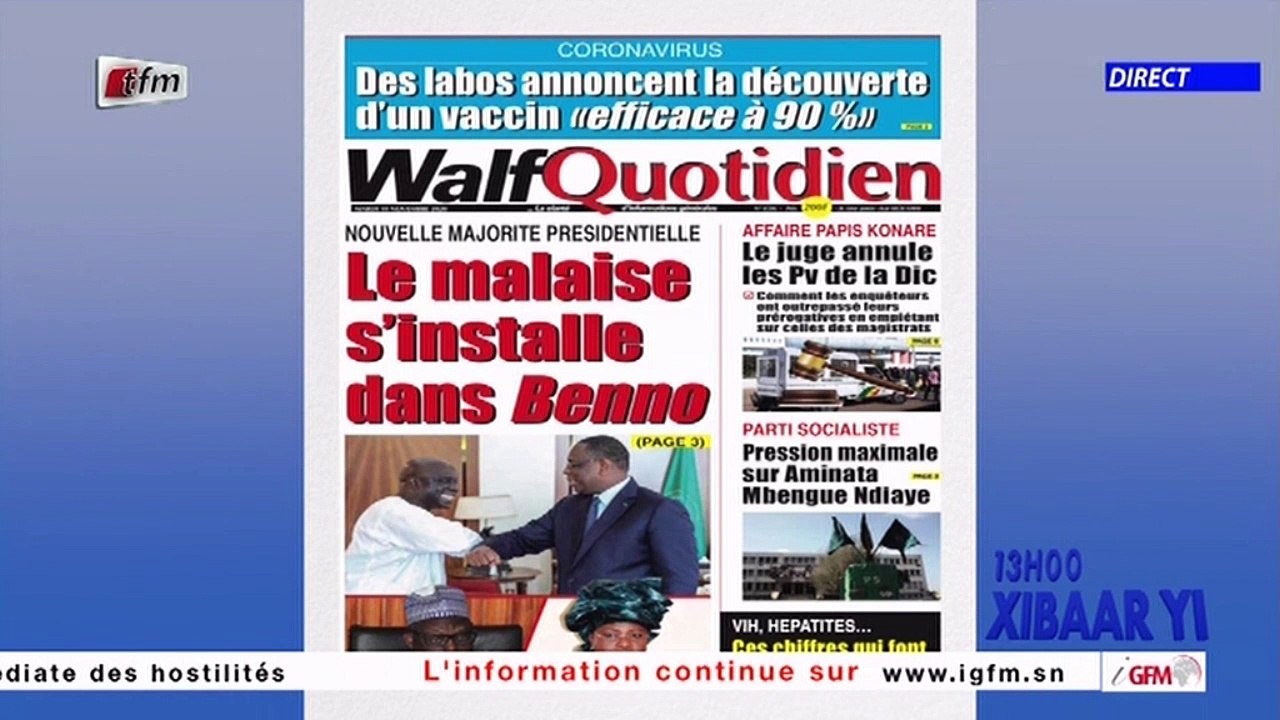 Revue de presse de ce 10 Novembre 2020 avec Mamadou Mouhamed Ndiaye sur la #Tfm #Rfm