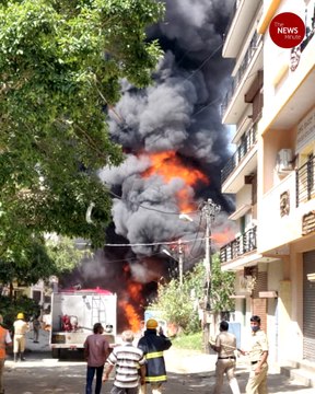 A massive fire breaks out at electric parts manufacturing unit in Bengaluru