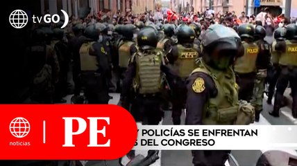 Policía contiene el paso de manifestantes que iban hacia el congreso | Primera Edición