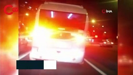 Minibüsçülerin yolcu alma yarışı kamerada