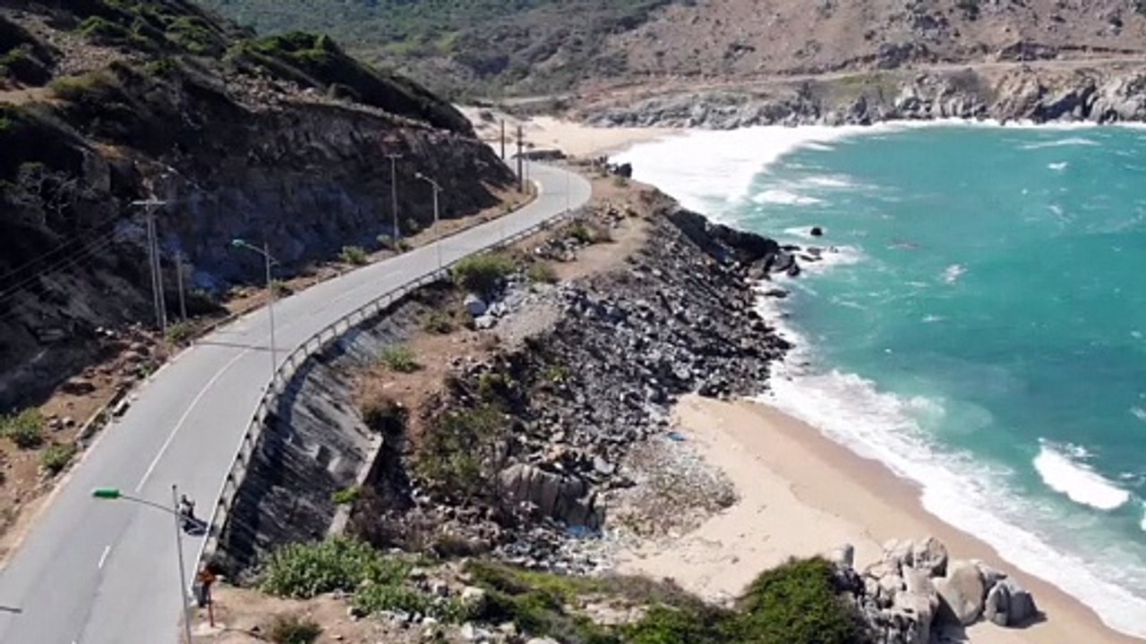 Road Bike Beach natural beautiful royalty Free Stock no copyright video Free for commercial use dron dron aerial view