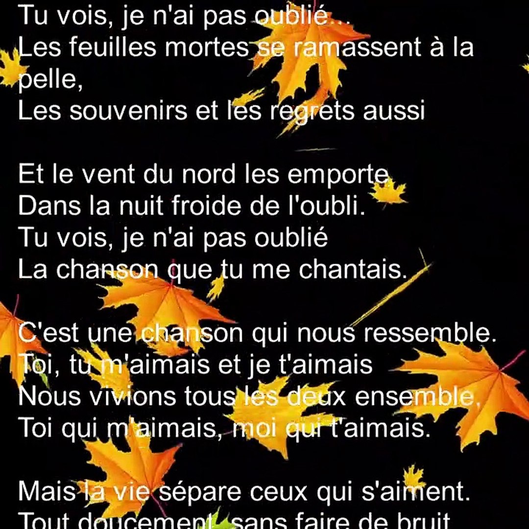 Les feuilles mortes Poème de Jacques Prévert - Vidéo Dailymotion