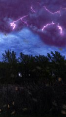 Dark weather, lightning and rain