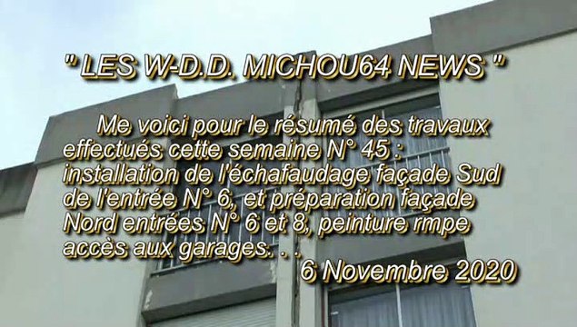 LES W-D.D. MICHOU64 NEWS - 6 NOVEMBRE 2020 - PAU - RAVALEMENT RÉSUMÉ DE LA SEMAINE N° 45 DU 2 AU 6 NOVEMBRE 2020