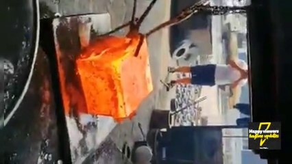 Iron  at high temperature heat to change shape