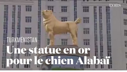 Le président du Turkménistan inaugure une statue géante de chien en or