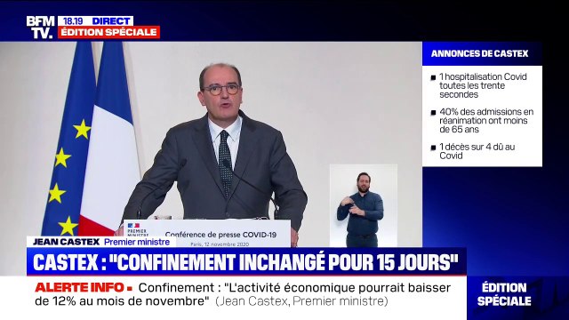 Jean Castex envisage des premières mesures d'allègement qui pourraient intervenir à compter du 1er décembre