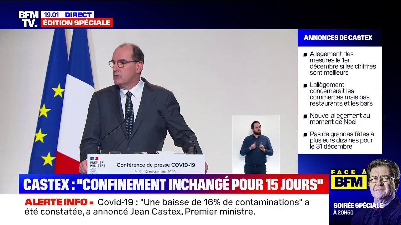 Jean Castex: "Le 1er décembre, les règles applicables au confinement" vont "continuer à s'appliquer"