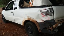 Carro é atingido por carreta no Trevo da Portal