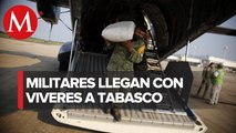 Llega avión de Sedena con víveres a Tabasco