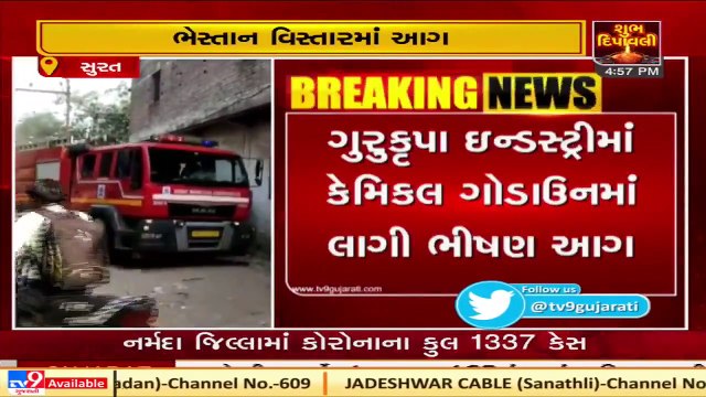 Massive fire in Chemical godown in Bhestan area, fire team reached the spot _ Surat