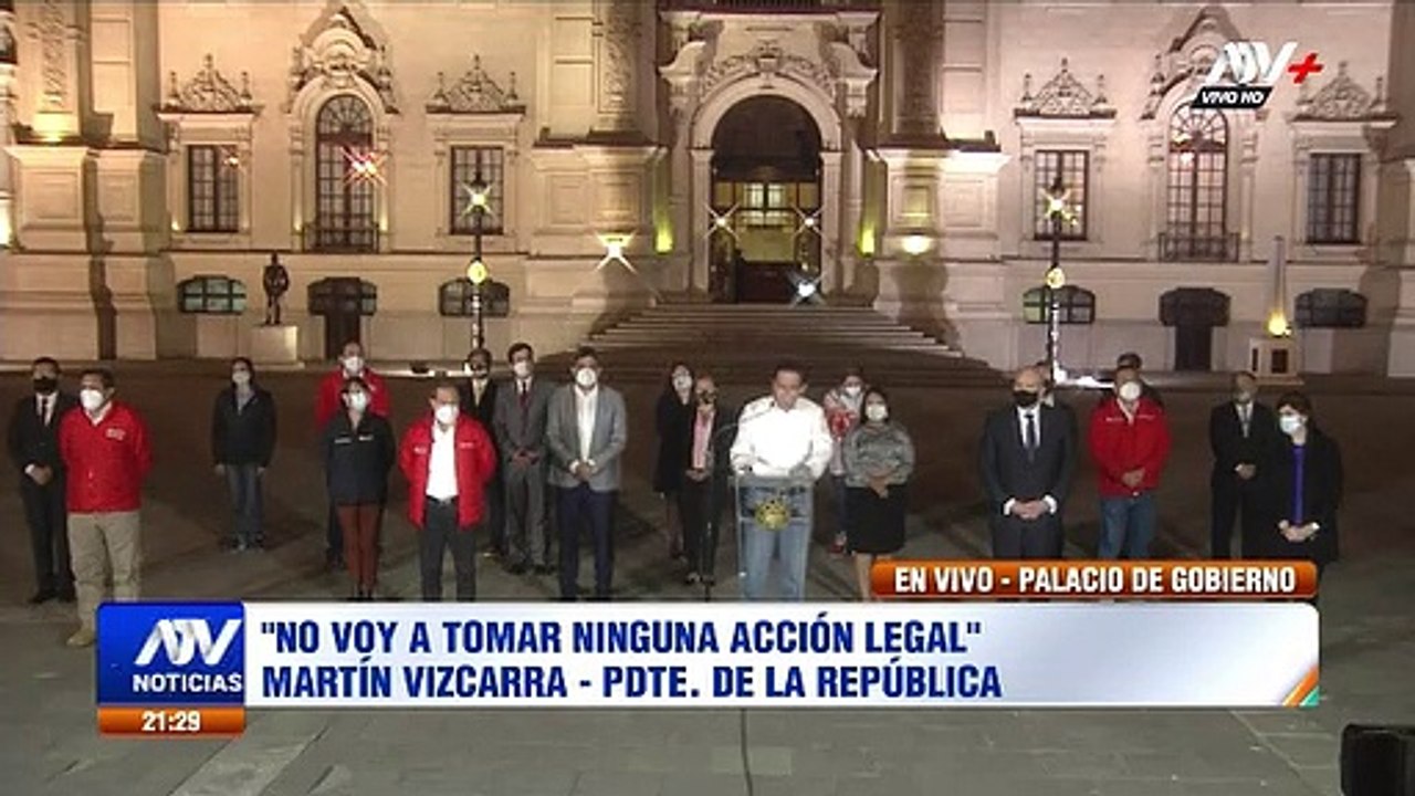 Ultimo mensaje de presidente Martin Vizcarra antes de abandonar palacio de gobierno tras se vacado por el congreso de la república del Perú
