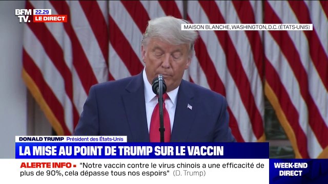Donald Trump sur le vaccin anti-Covid de Pfizer: Je pense que le vaccin sera approuvé très très prochainement
