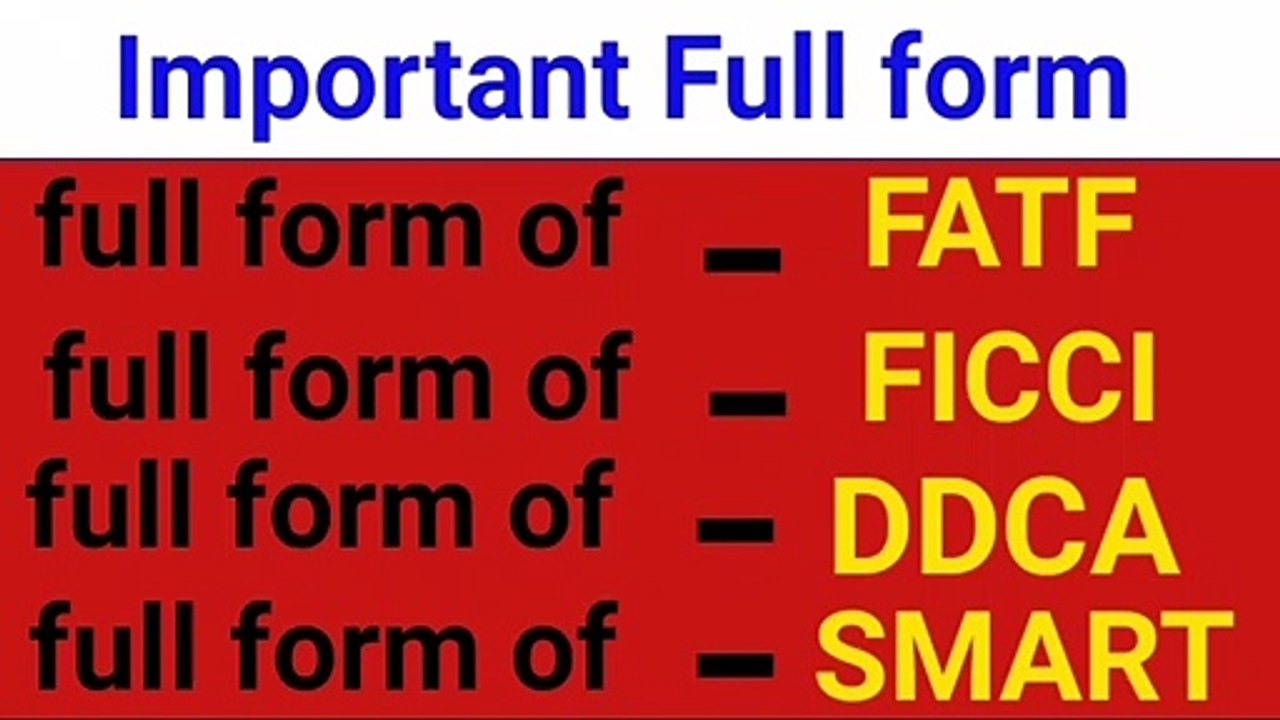 Important full form of 2020 || full form asked in different exam || full form of FATF || full form of smart
