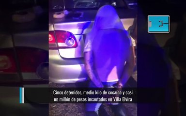 Cinco detenidos, medio kilo de cocaína y casi un millón de pesos incautados en Villa Elvira