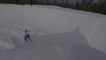 Guy On Skis Falls Off Snow Ramp While Attempting To Jump Off It
