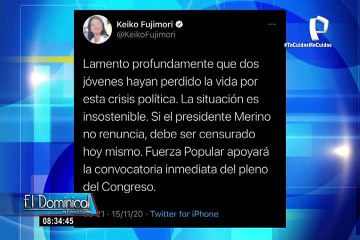 Keiko Fujimori exige investigaciones contra el gobierno de Manuel Merino