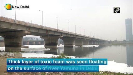 Download Video: Watch: Thick layer of toxic foam floats on surface of river Yamuna in Delhi