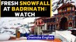 Chamoli: Fresh snowfall at the Badrinath temple, devotees enjoy chilly weather|Oneindia News