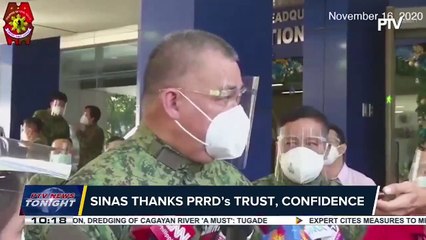 #PTVNewsTonight | Sinas thanks PRRD's trust, confidence