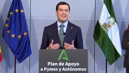 Juanma Moreno anuncia la ayuda de 1.000 euros a hosteleros, feriantes y taxistas