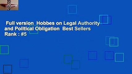 Full version  Hobbes on Legal Authority and Political Obligation  Best Sellers Rank : #5