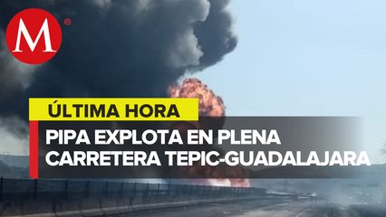 Pipa de gas explota en autopista Guadalajara-Tepic