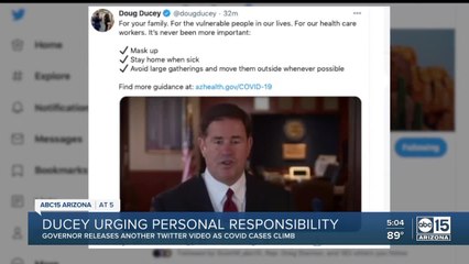 Ducey urging personal responsibility as COVID-19 cases rise