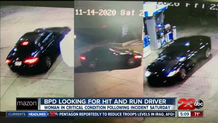 Bakersfield Police searching for car involved in a hit-and-run that left a women in critical condition