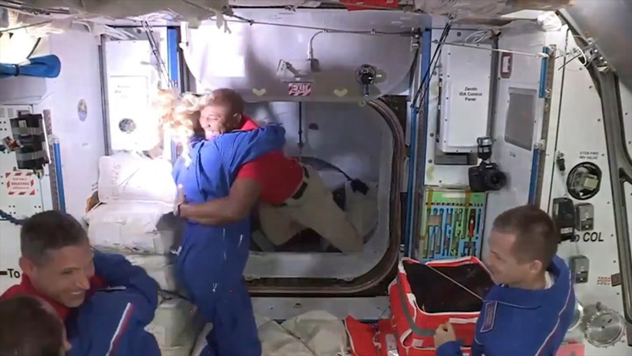 Astronauts arrive at the Space Station