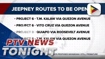 Eight more NCR jeepney routes will be opened tomorrow