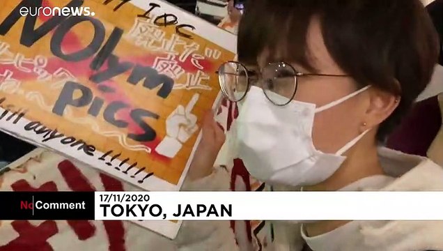 Small protest in Tokyo amid hope delayed Olympics will go ahead