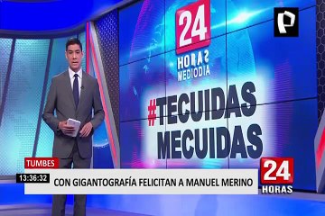 Alcalde colocó gigantografía felicitando a Merino cuando ya no es presidente