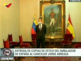 Canciller Jorge Arreaza recibe la acreditación del Jefe de Misión del Reino de España en la República Bolivariana de Venezuela, Juan Fernández Trigo