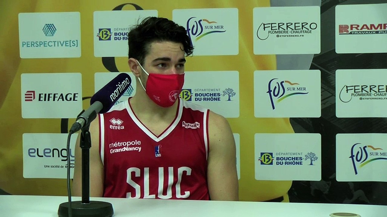 Enzo Goudou-Sinha après l'élimination de Nancy à Fos Provence Basket