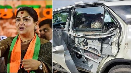 BJP leader Khushbu Sundar survives after truck hits her car in TN